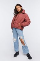 Women's Quilted Puffer Jacket in Brick Large