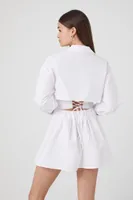 Women's Mini Corset Shirt Dress in White Medium