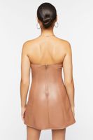 Women's Faux Leather Strapless Mini Dress in Carob Medium