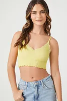 Women's Seamless Lace-Trim Longline Bralette Herbal Green