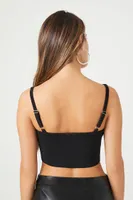 Women's Sweater-Knit Rhinestone Cropped Cami Black