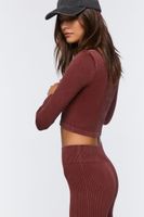 Women's Seamless Ribbed Crop Top in Merlot, M/L