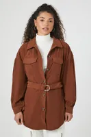 Women's Belted Corduroy Shacket Large