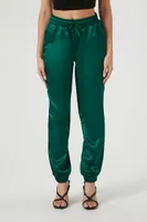 Women's Satin Drawstring Joggers Hunter Green