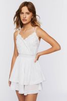 Women's Surplice Tiered Mini Dress in White, XL