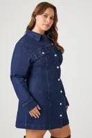 Women's Denim Button-Front Dress Dark Denim,