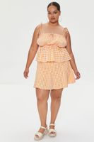 Women's Mixed Plaid Mini Skirt in Orange, 1X