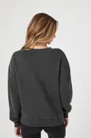 Women's French Terry Mineral Wash Pullover in Black Small