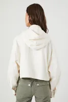 Women's Hooded Drawstring Twill Jacket Ivory