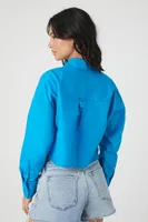 Women's Cotton Long-Sleeve Shirt in Teal, XL