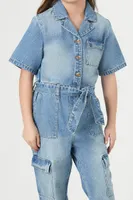 Girls Denim Jumpsuit (Kids) Medium Denim,