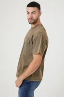 Men Mineral Wash Crew T-Shirt in Olive, XL