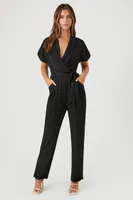 Women's Surplice Wrap Jumpsuit in Black Small