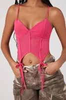 Women's Mesh Corset Cami in Pink, XL