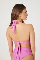 Women's Plunging Halter Bikini Top in Orchid Large