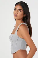 Women's Curved Hem Bustier Crop Top in Harbor Grey, XL