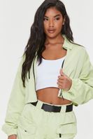 Women's Cropped Zip-Up Windbreaker Jacket in Pistachio Medium