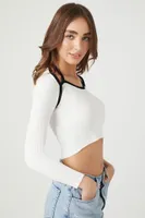 Women's Combo Sweater-Knit Halter Top in White Large