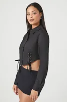 Women's Lace-Up Cropped Shirt