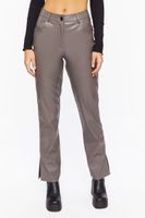 Women's Faux Leather Straight-Leg Pants in Neutral Grey, XS