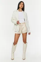 Women's Faux Croc Leather Blazer in Ivory Medium