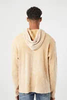 Men Garment Wash Drawstring Hoodie in Camel Large