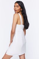 Women's Linen-Blend Tie-Front Mini Dress in White Large
