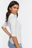 Women's Fitted Turtleneck Top in Cream, XS