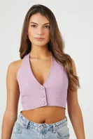 Women's Plunging Halter Crop Top