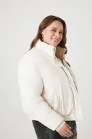 Women's Oversized Puffer Jacket in Oatmeal, Size 0X