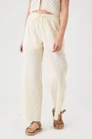 Women's Textured Drawstring Wide-Leg Pants in Birch Large