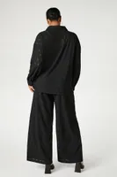 Women's Eyelet Shirt & Pants Set in Black, 0X