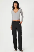 Women's Chiffon Cargo Straight-Leg Pants