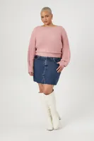 Women's Boucle Knit Sweater in Pale Mauve, 3X