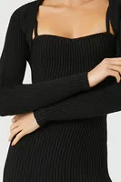 Women's Midi Dress & Shrug Sweater Set