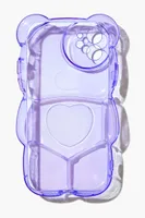 Transparent Bubble Bear Case for iPhone 12 in Purple