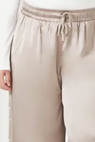 Women's Satin Wide-Leg Pants in Grey, 1X