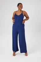 Wide-Leg Cami Jumpsuit in Navy, 1X