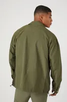 Men Nylon Long-Sleeve Shirt in Olive Large