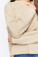 Women's Fuzzy Knit Long Sleeve Sweater in Taupe Medium