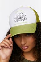 Moth Graphic Trucker Hat in Green