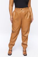 Women's Faux Leather Pants in Almond, 0X