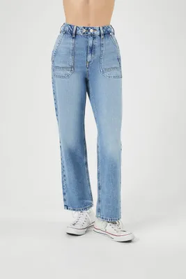 Women's High-Rise Straight Jeans Light Denim,