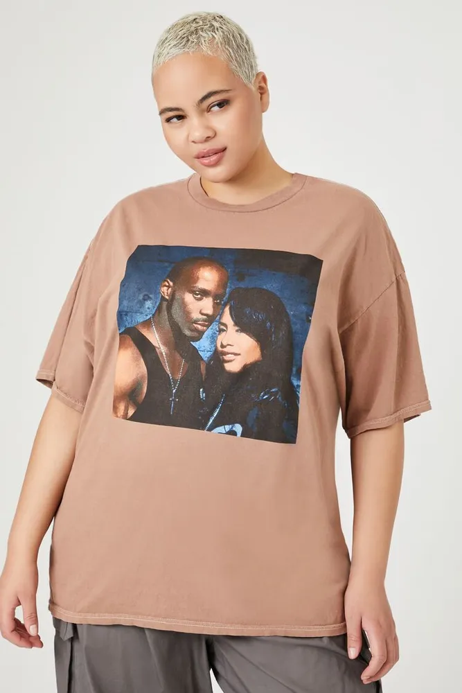 Women's DMX & Aaliyah Graphic T-Shirt in Brown, 2X