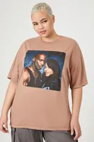 Women's DMX & Aaliyah Graphic T-Shirt in Brown, 2X