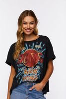 Women's Distressed ACDC Graphic T-Shirt in Black Medium