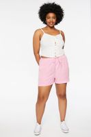 Women's Drawstring Twill Shorts Pink Icing,