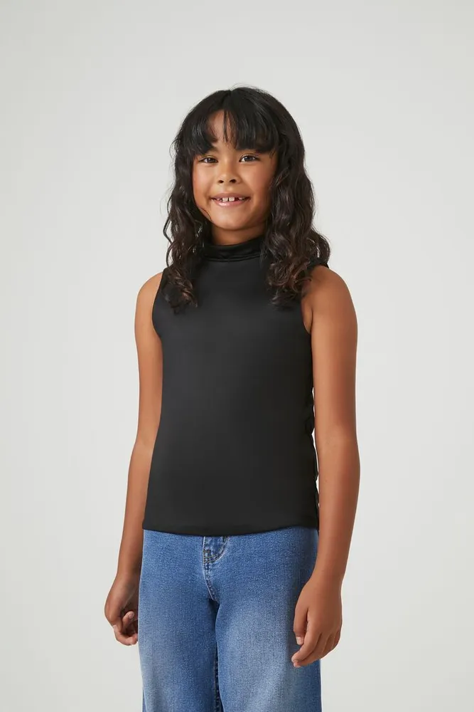 Girls Sleeveless Mock Neck Top (Kids) in Black, 13/14