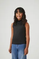 Girls Sleeveless Mock Neck Top (Kids) in Black, 5/6