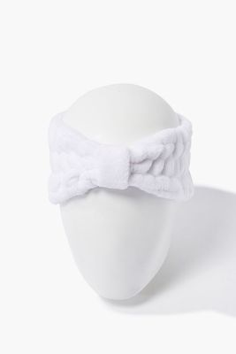 Plush Bow Headwrap in White